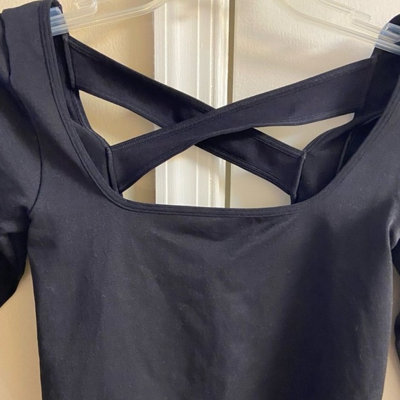 Anthropologie Black Crisscross Bodysuit S/M NWT - Picture 3 of 7